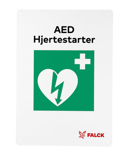 Skilt AED/hjertestarter - A4 lodret