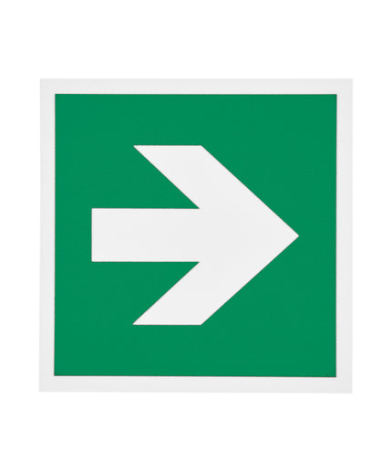 Skilt flugtvejspil venstre/højre 150x150 mm efterlys.