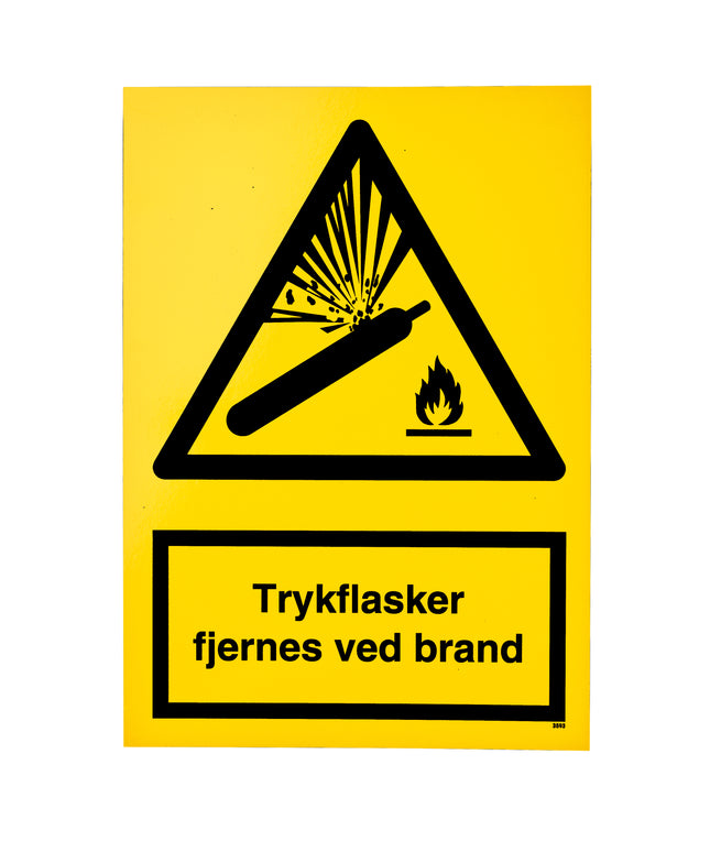 Skilt - Trykflasker fjernes ved brand A4
