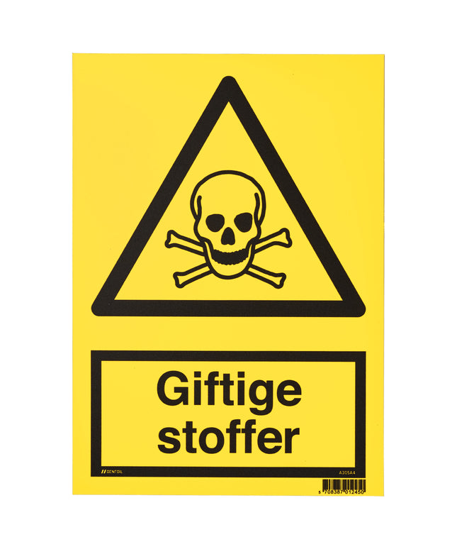 Skilt- Giftige stoffer 210x297 mm (bestillingsvare)